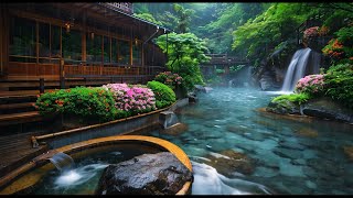 Calming Rainfall in a Japanese Garden🌺Rain Sounds and Piano Music for Stress Relief and Relaxation