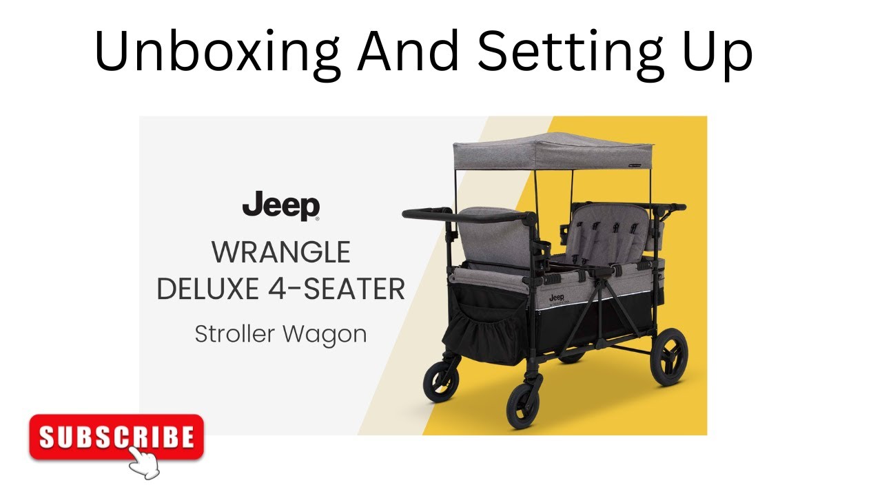 Jeep Wrangler Deluxe 4 Seat Stroller Wagon Unboxing and Setting Up.