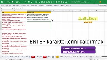 Excel 1 Dakika - Hücredeki ENTER karakterini kaldırmak