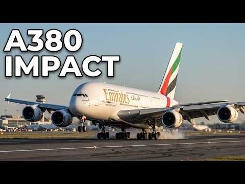 Emirates A380 Heavy Landing: Tyre Smoke & Wing Flex