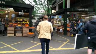 Sherlock filming in Borough Market, London, with Benedict Cumberbatch and Martin Freeman