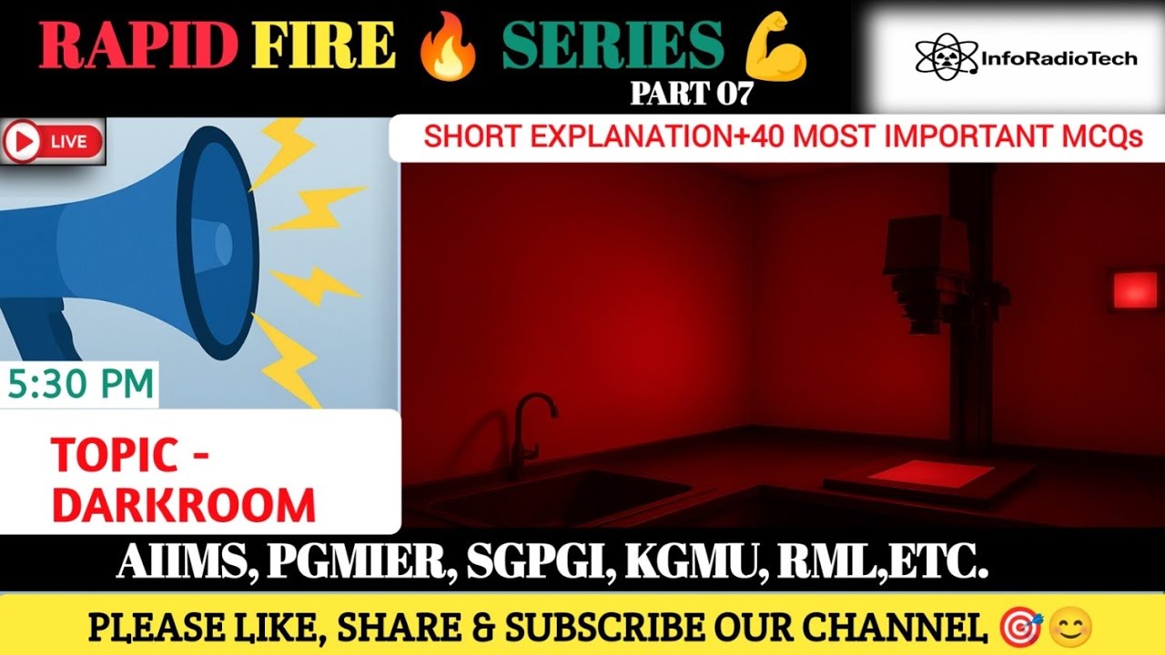 Dark Room in Radiography | Complete Notes + 40 MCQs with Answers | Radiographer Exam Special