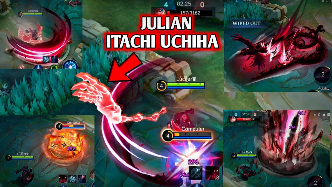 Julian Itachi Uchiha Skin Skill Effects | Naruto 2.0 Collab | LUCIFER GAMING MLBB 