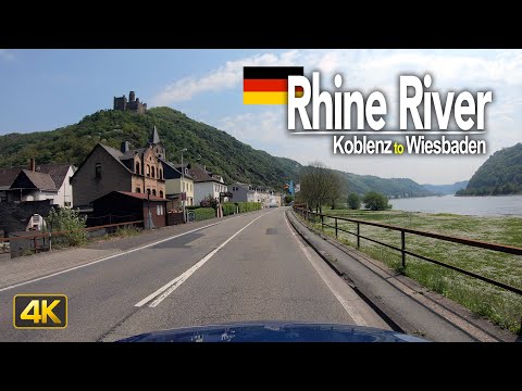 Driving along the Rhine River, Germany🇩🇪 from Koblenz to Wiesbaden