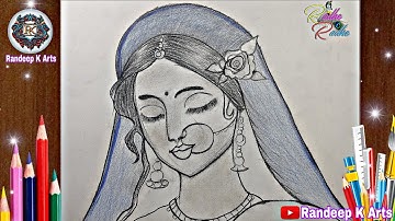 How To Draw Radha Rani Face-Outline Drawing