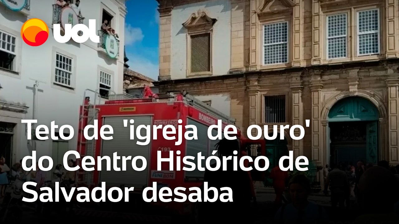 Teto da 'igreja de ouro' desaba em Salvador e deixa uma pessoa morta e feridos; veja vídeo