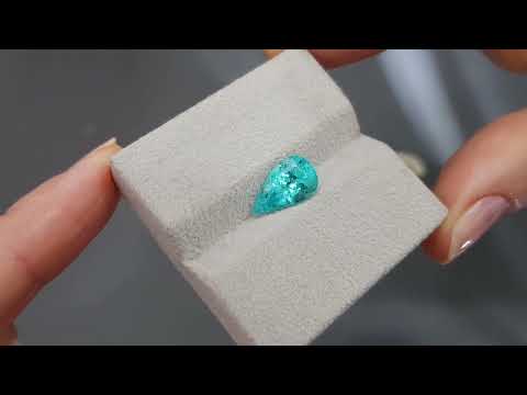 Rare neon blue Paraiba tourmaline in pear cut 2.80 ct Video  № 2