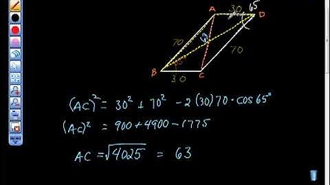 Approximate the Lengths of Diagonals of Parallelogram Law of Cosine