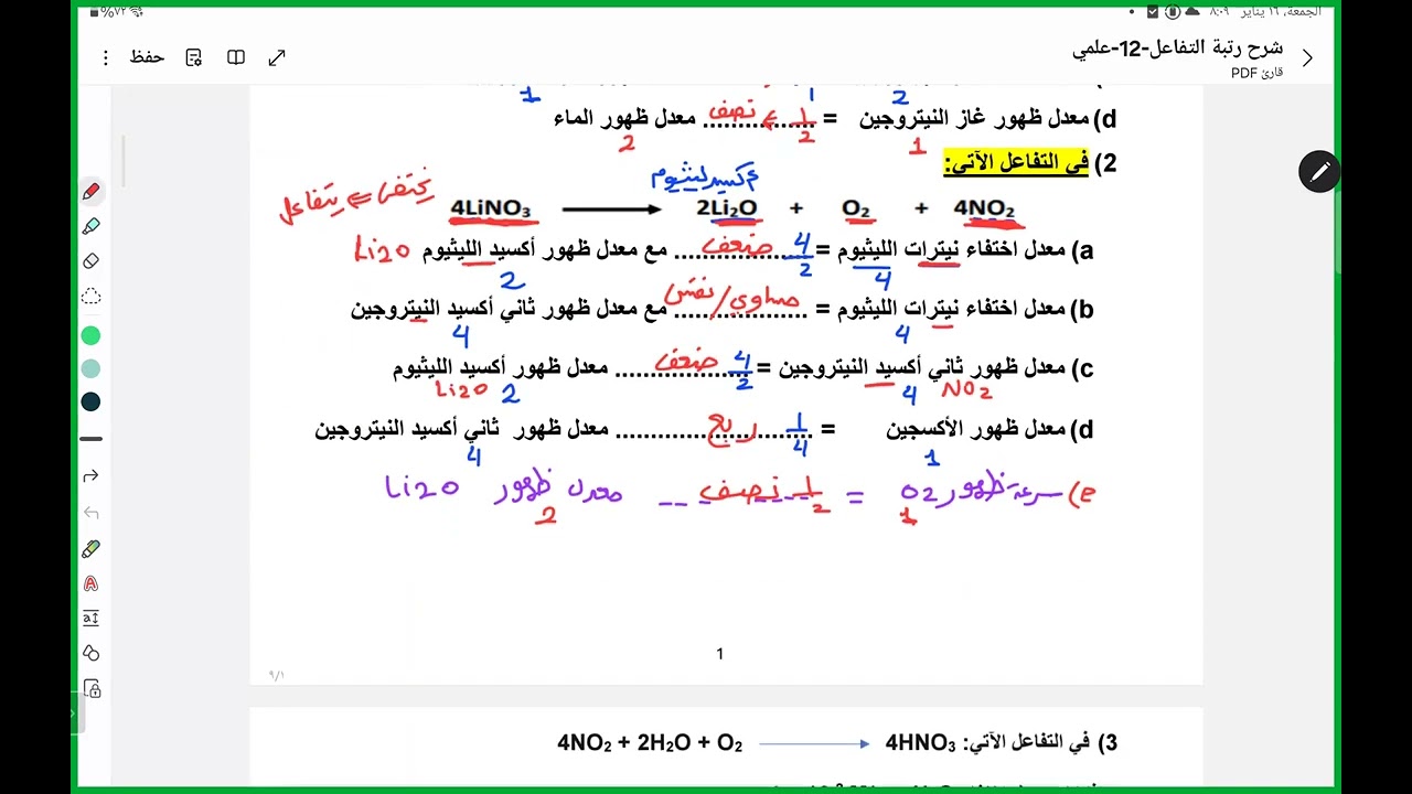 شرح درس رتبة التفاعل كيمياء 12 علمي