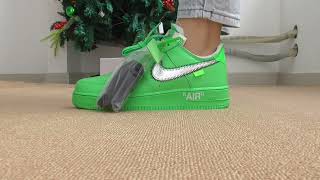 PK GOD Off White Nike Air Force 1 Low Green On Foot Review