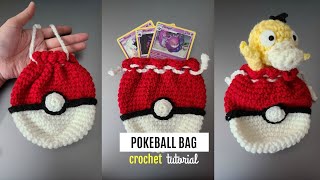 Pokeball Crochet Drawstring Bag Tutorial  Pokemon Free Pattern