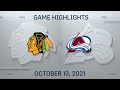 NHL Highlights | Blackhawks vs. Avalanche - Oct. 13, 2021