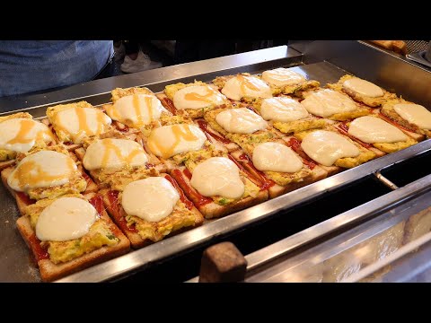 omelet-mozzarella-cheese-toast-부산에서-유명한-송정-문토스트-/-korean-street-food