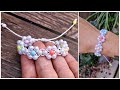 ❀PULSERA de FLORES con PERLAS fácil❀ Flower bracelet