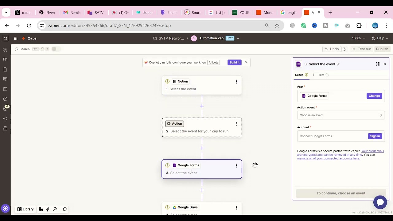 Zapier workflow connecting multiple business apps