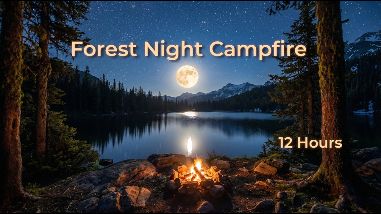 Campfire in Forest at Night 🔥 12 Hours | Fire Sounds for Deep Sleep | No Mid-Roll Ads | 008