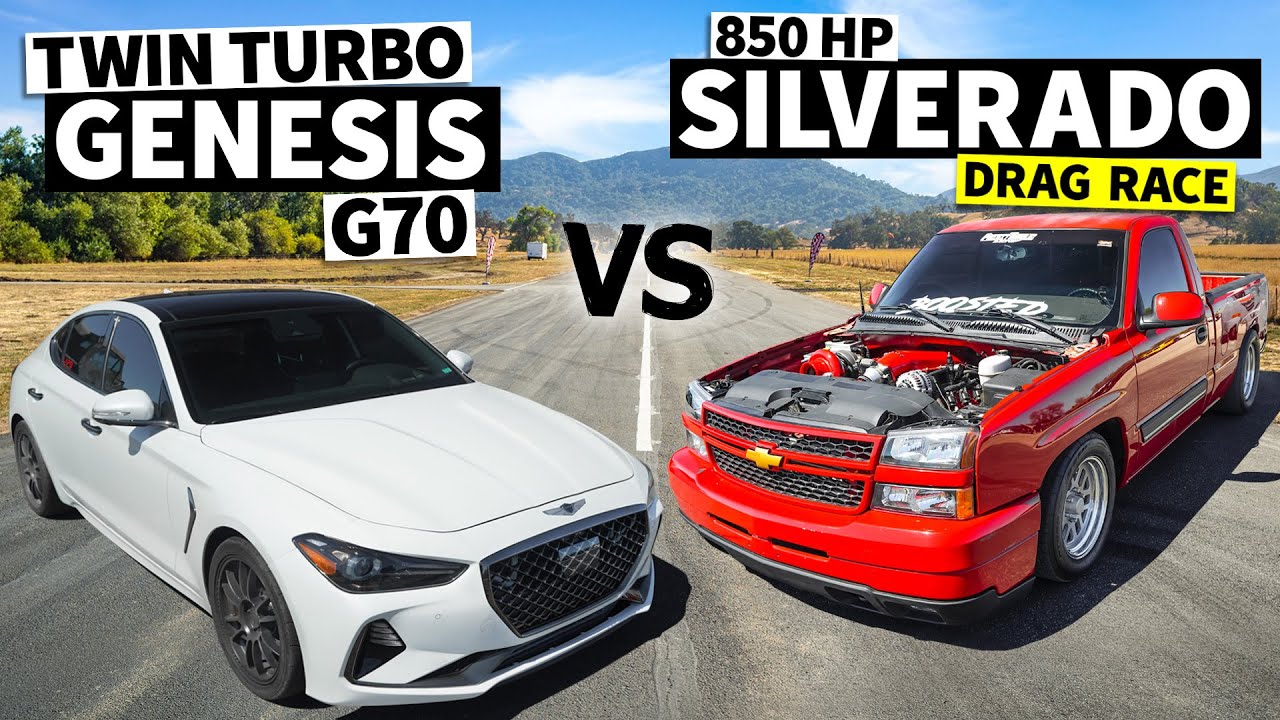 Twin Turbo Genesis G70 vs 850hp Chevy Silverado // THIS vs THAT