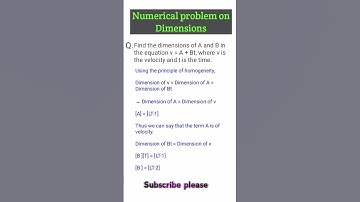 Numerical Problem on Dimensional Analysis