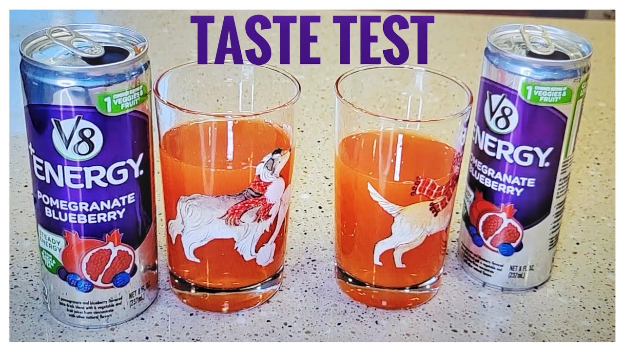 TASTE TEST V8 +Energy, Healthy Energy Drink, Pomegranate Blueberry, 8 Ounce Can REIVEW