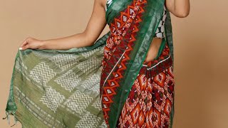 Unique Cotton Linen Sarees With Antique Silver Zari Borders Rs. 950Shipping