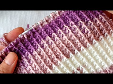 yapımı çok kolay muhteşem tunus işi örgü modeli yelek modeli knitting Crochet