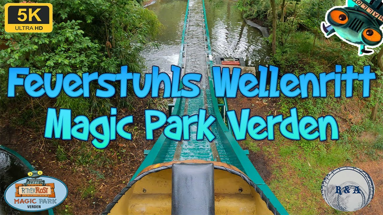 Feuerstuhls Wellenritt (Wildwasserbahn) onride/offride POV Ritter Rost Magic Park Verden 4K 60fps