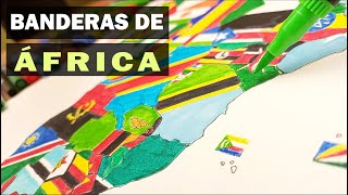 👉🌍Dibuja el mapa completo de Africa con banderas🌍👈