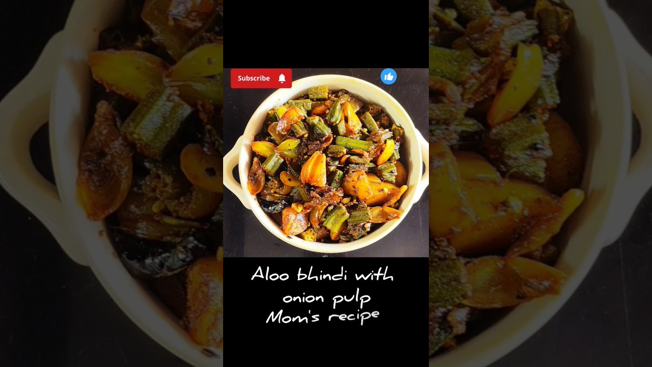 Aloo Bhindi recipe with onion pulp from Mom's kitchen aloobhindi 