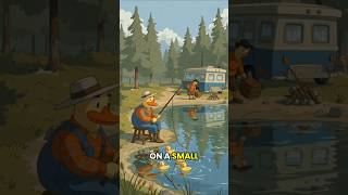 Duck Fishing Adventure at the Campsite Lake 🦆🎣 #cuteducks #campinglife #lakefishing #viralshorts