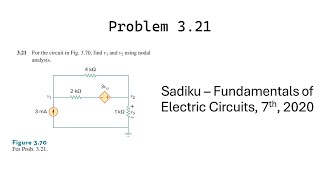 Problem 3.21 - Fundamental of Electric Circuits (Sadiku 2020) 7th Ed - Nodal Analysis
