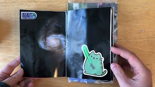 space junk journal progress video 2– no talking flip through. (stars wars, pusheen, cute)
