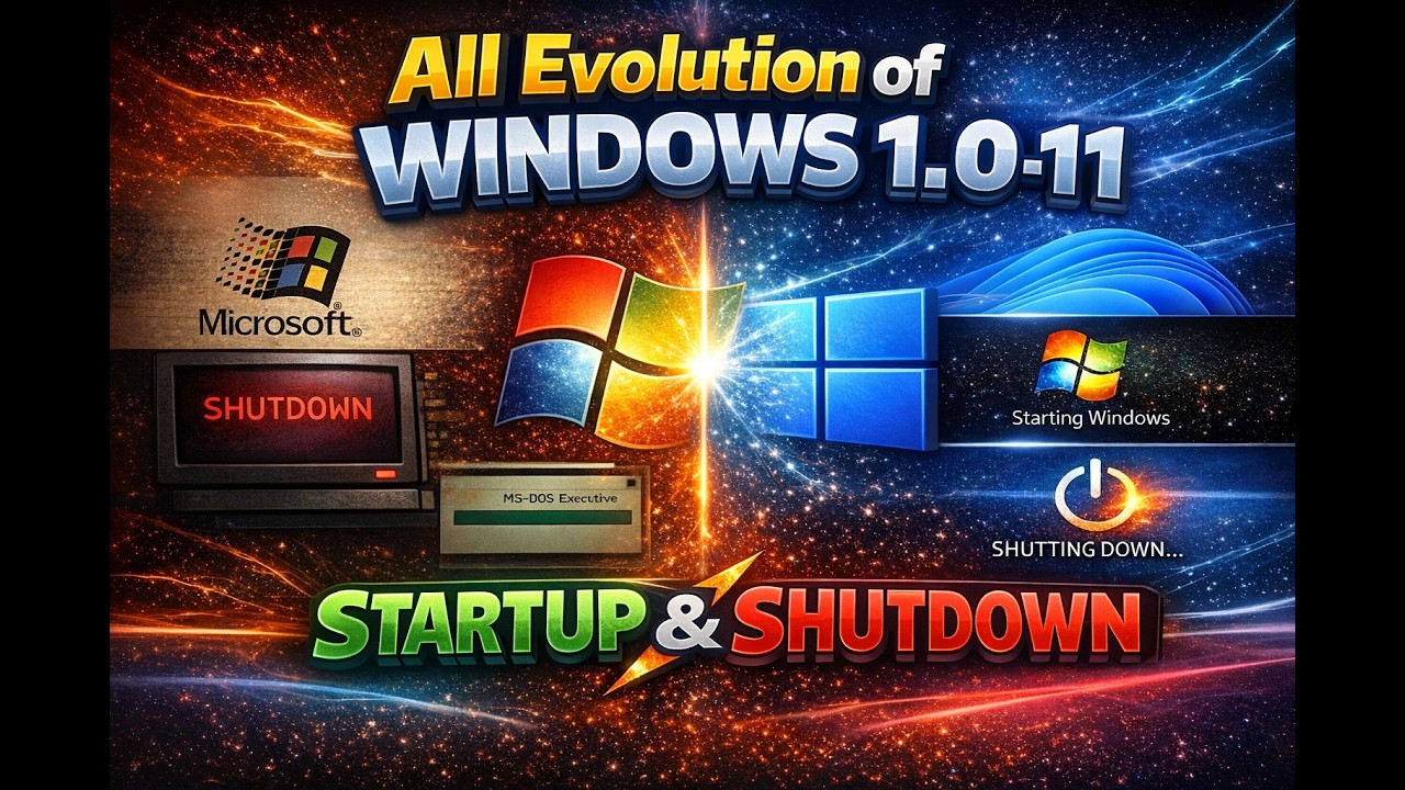 All history of windows 1.0-11 startup and shutdown - YouTube