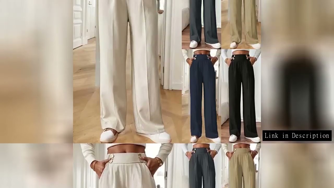 Women's High Waist Wide Leg Pants - 2025 New Flowy Floor-Length Trousers, Minimalist Straight Fit Lo