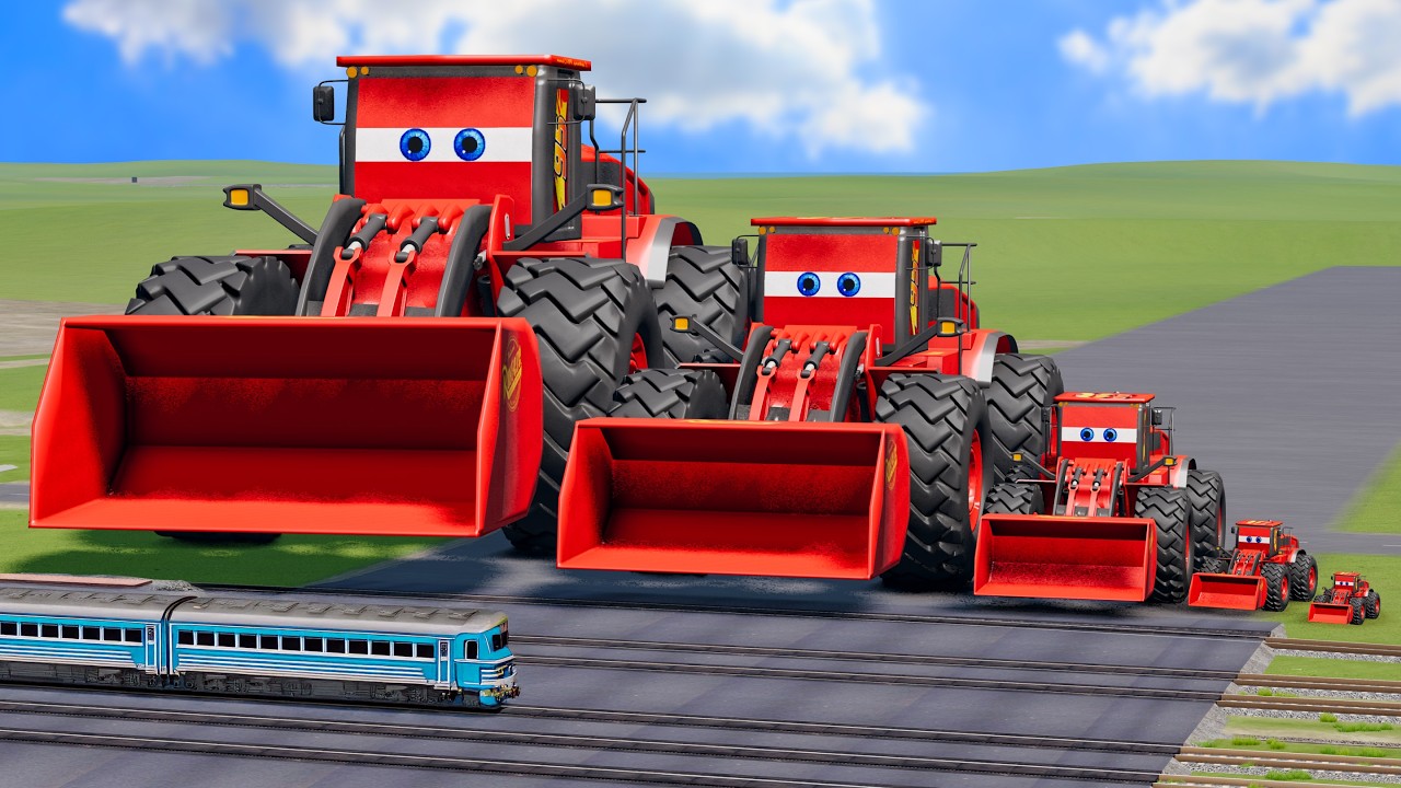 Big & Small Bulldozer Truck Lightning Mcqueen vs Trains Thomas | BeamNG.Drive