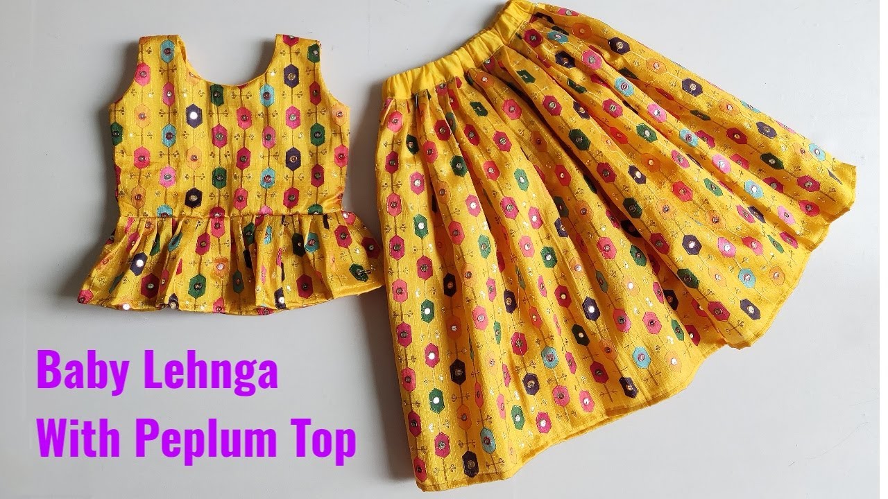 Baby Lehnga With Peplum Top  Cutting and stitching | Baby Lehnga choli Cutting and stitching