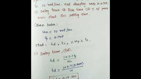 Time domain specifications calculation in control systems