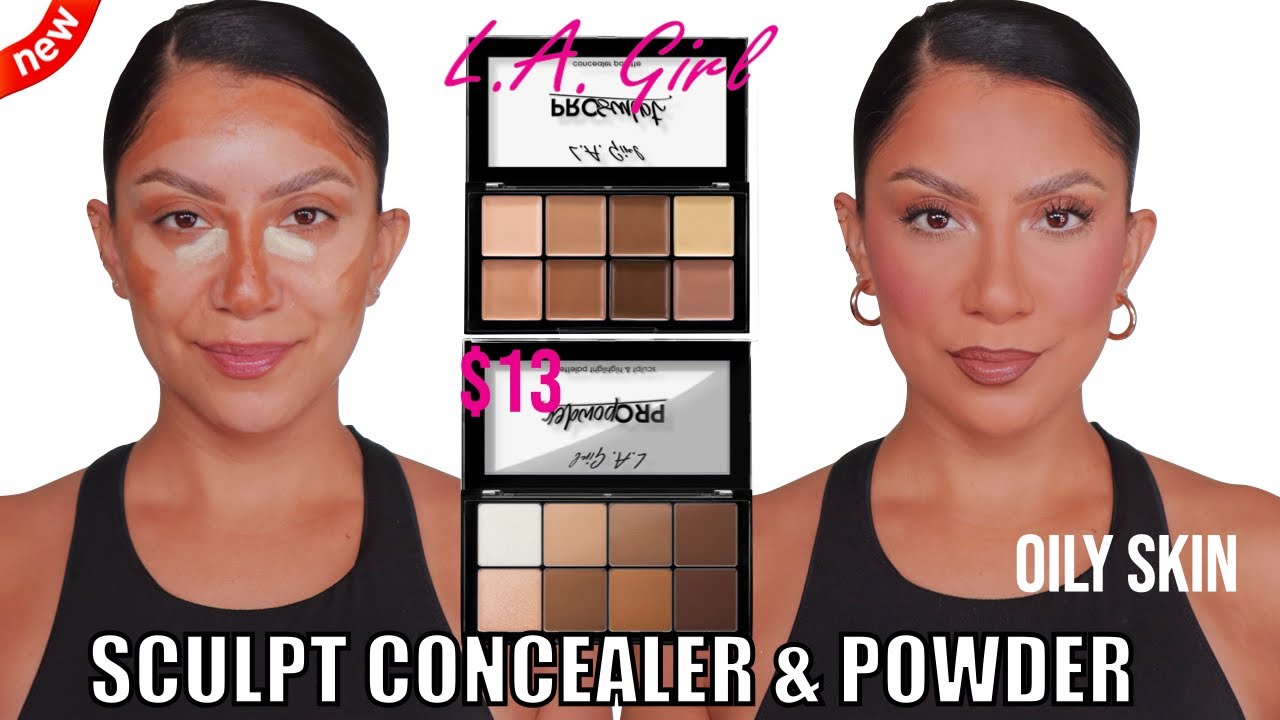 *new* L.A. GIRL PRO SCULPT CONCEALER & POWDER PALETTES + 10 HR WEAR TEST *oily skin*| MagdalineJanet