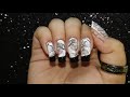 Water Decal Nail Art 🖤🤍