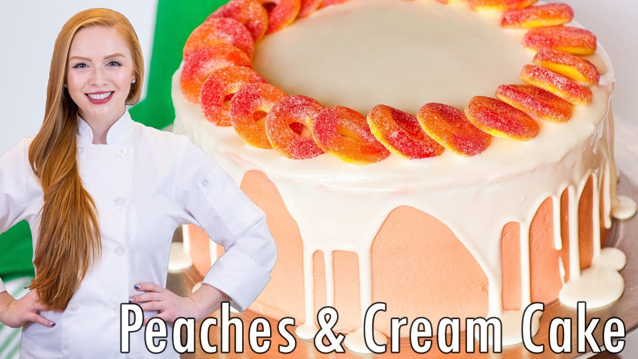 The BEST Peaches & Cream Cake - OMBRE Cake with White Chocolate Ganache