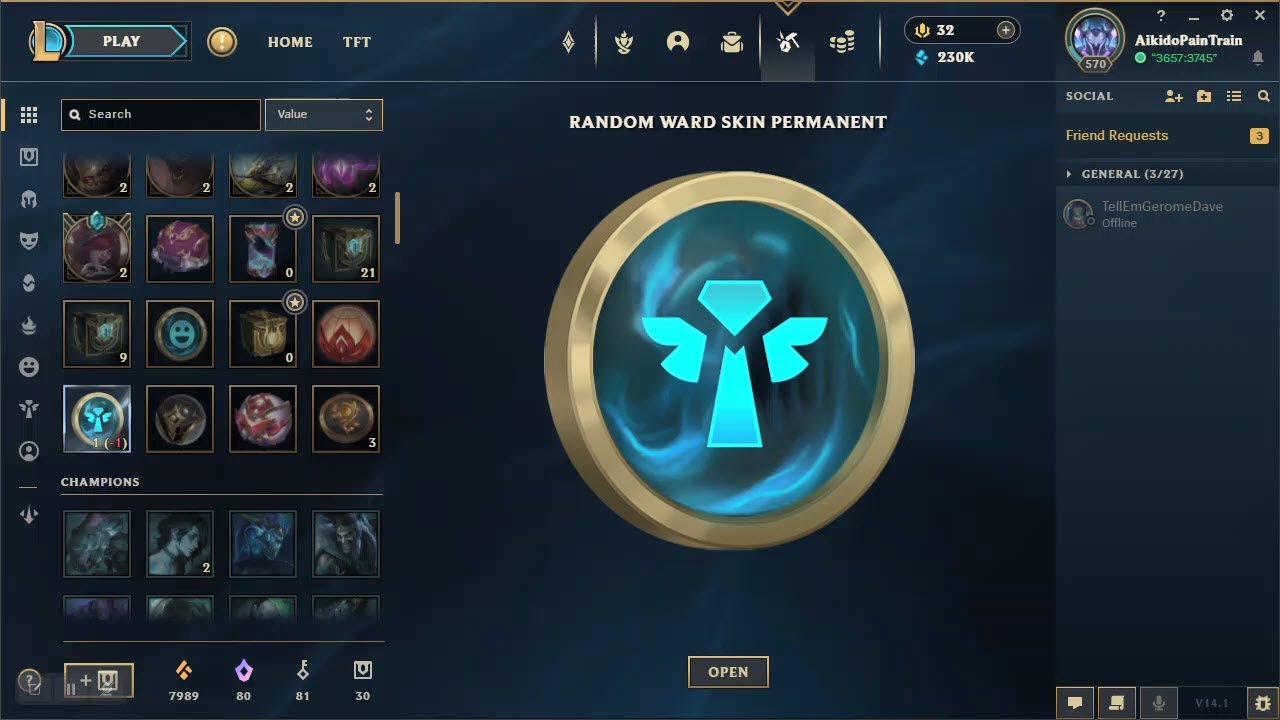 League Of Legends Hextech Crafting One Random Ward Skin Permanent YouTube