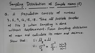 Sampling Distribution of Sample Means Without Replacement sample size 3