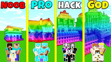 Minecraft Battle: NOOB vs PRO vs HACKER vs GOD: RAINBOW SPECTRITE HOUSE BUILD CHALLENGE / Animation