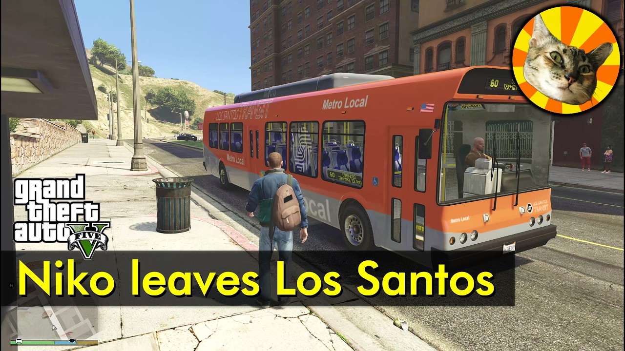 Day 3 - Hotel to airport by bus - Niko leaves Los Santos | GTA V