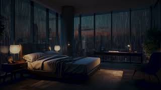 Ambience sounds for sleeping, relaxing in City Apartment, Rain sounds, ASMR sounds, sleep music