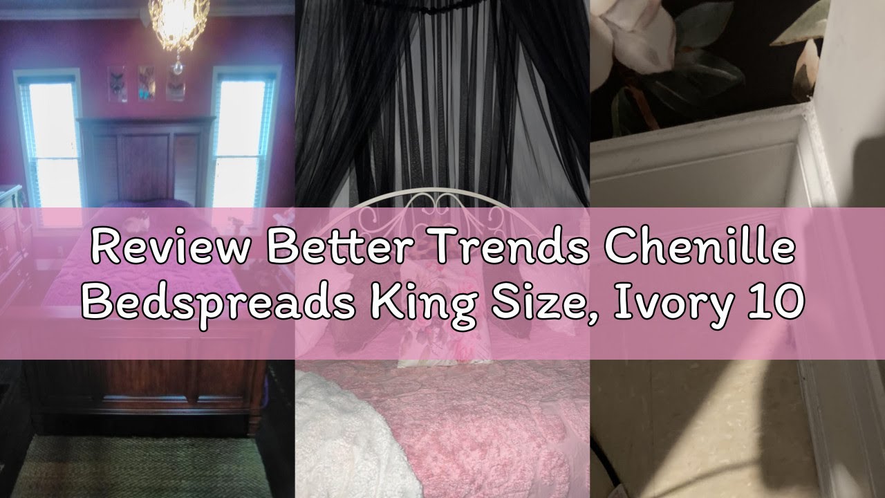 Review Better Trends Chenille Bedspreads King Size, Ivory 100% Cotton Chenille Medallion Design Tuft