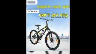 Vesco 24 T Drift Cycle For Big Kids Mtb Mountain Bike Dual Disk Brake Front Suspension Single...