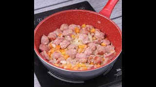 Make this rice with German sausage, whenever I do nothing. KHSOLO #viraltips #recipes #hometip #asmr