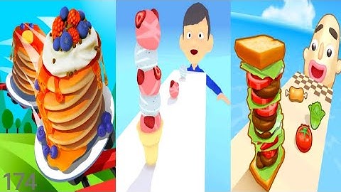 Pancake Run vs Ice Cream Run vs Sandwich Runner - Triple Gameplay 174 (Android/iOS).