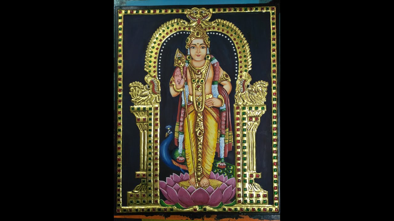 Tanjore Painting - Murugan | Lord Murugan painting | Thanjavur painting | Step by step | Caveman