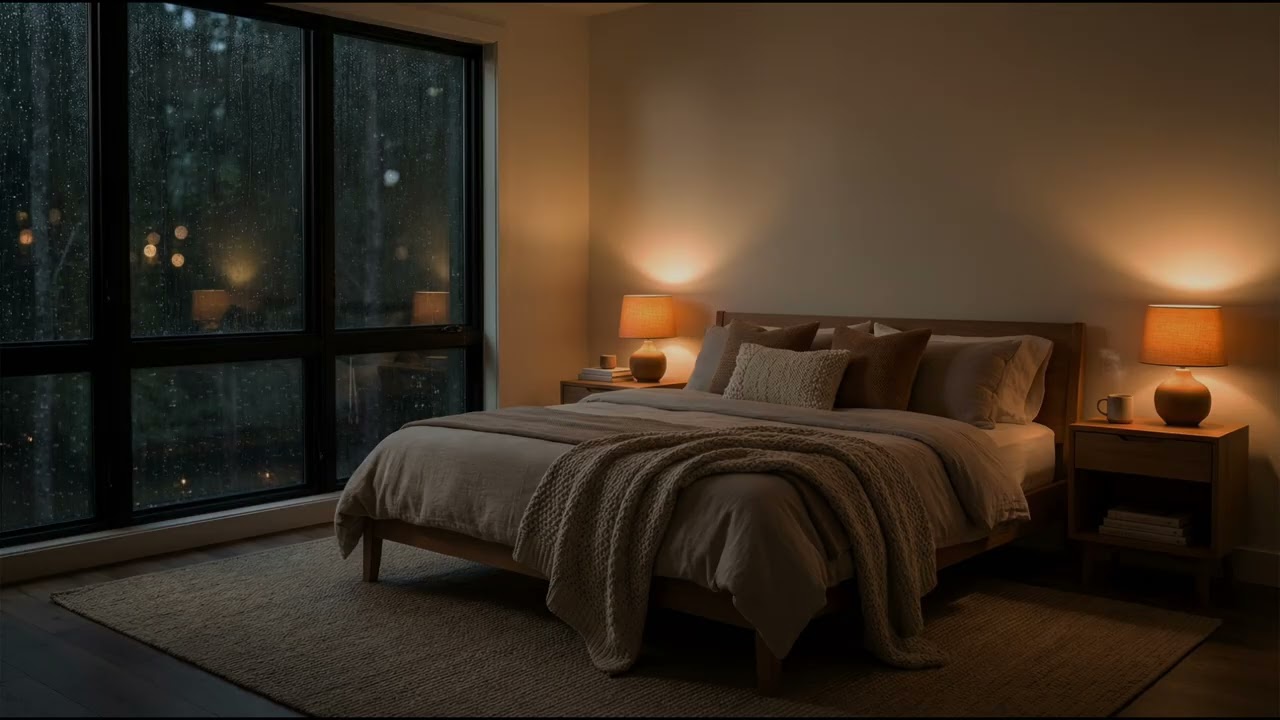 Warm Bedroom Rain at Night 🌙 Soothing Sounds to Help You Fall Asleep in Minutes